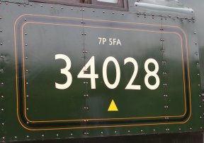 2013 - Swanage Railway - Norden - Rebuilt West Country class - 34028 Eddystone (number)