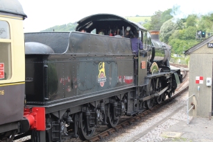 Paignton and Dartmouth Railway Kingswear July 2015 BR unlined black 7820 Dinmore Manor (12)